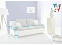 Zetelbed Lincoln 2 persoons - 203x102cm - stof & lederlook - beige & grijs- Zetelbedden|Slaapbanken