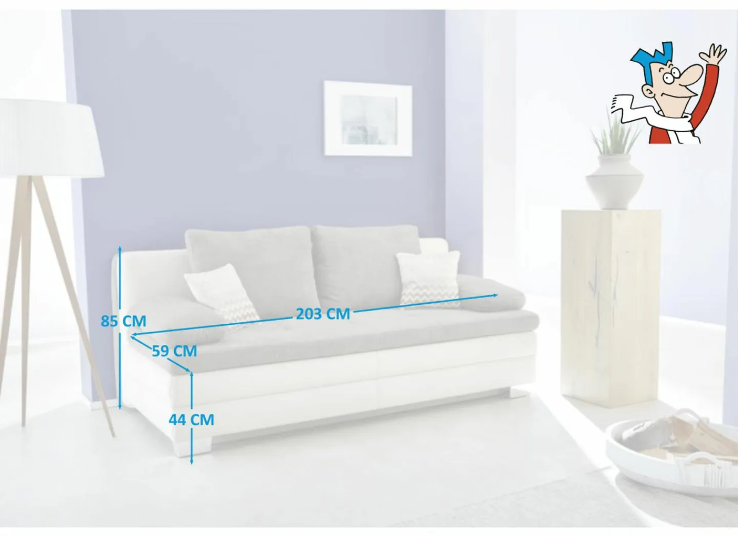 Zetelbed Lincoln 2 persoons - 203x102cm - stof & lederlook - beige & grijs- Zetelbedden|Slaapbanken