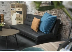 Zetelbed Molina 1 persoon - 180x90cm - lederlook - zwart- Zetelbedden|Slaapbanken