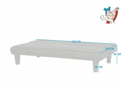 Zetelbed Molina 1 persoon - 180x90cm - lederlook - zwart- Zetelbedden|Slaapbanken