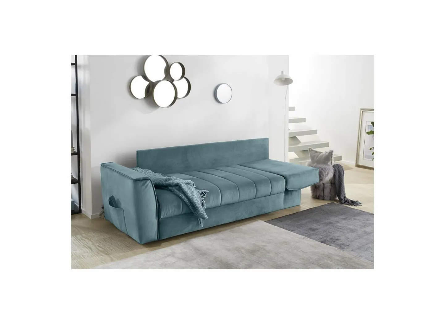 Zetelbed Rick 2-zit - stof - turquoise- Zetelbedden|Slaapbanken