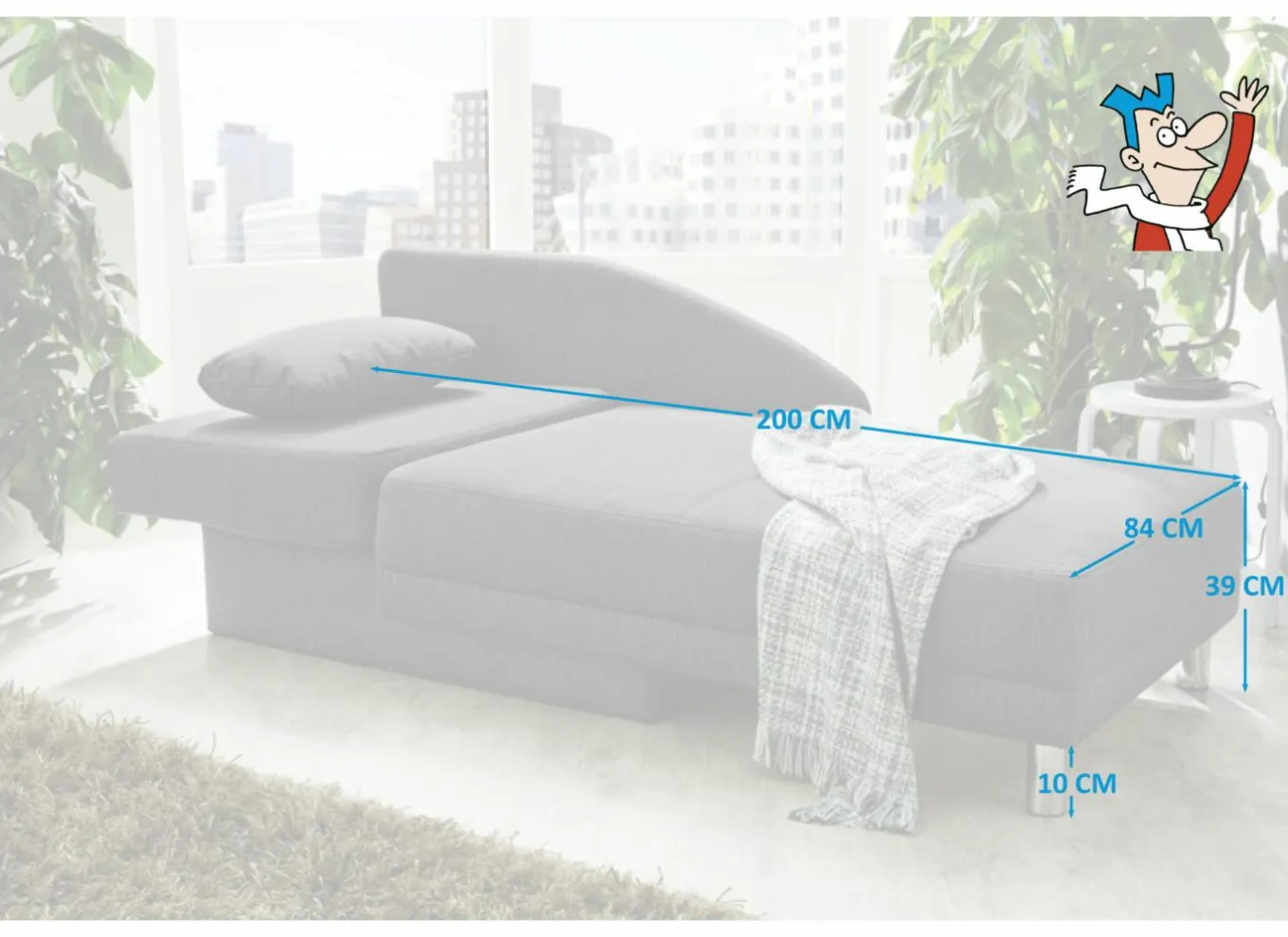 Slaapbanken|Fauteuils|Zetelbed Roy Recamière 149x90cm - stof - grijs