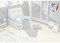 Zetelbed Tunis 1 persoons - 85x82cm - stof - lichtgrijs- Zetelbedden|Slaapbanken