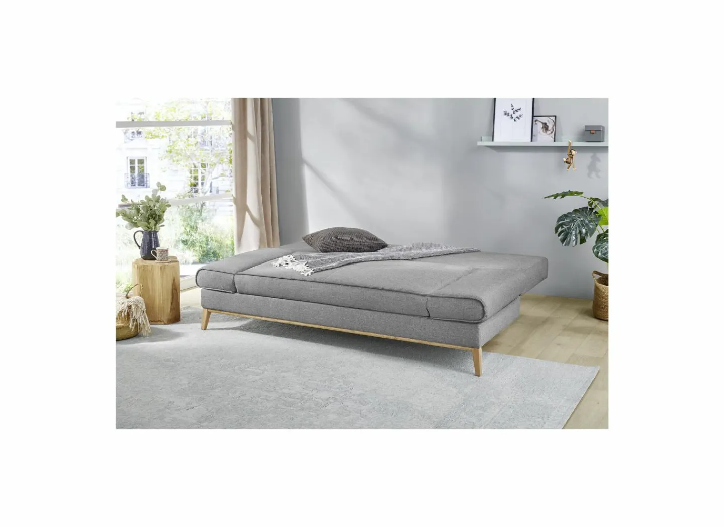 Zetelbed Yann 2 persoons - 198x92cm - stof - grijs- Zetelbedden|Slaapbanken